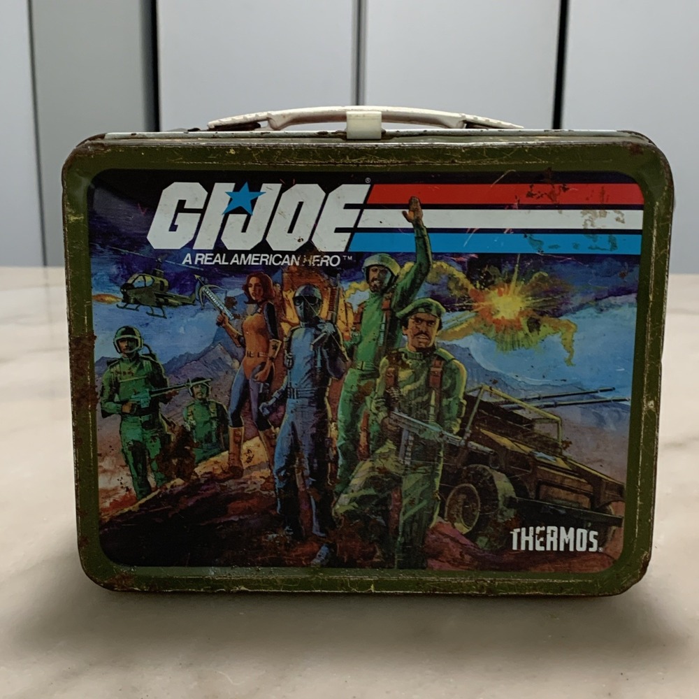 Vintage 1982 GI Joe Metal Lunchbox with Thermos Set Complete Hasbro Thermos Co